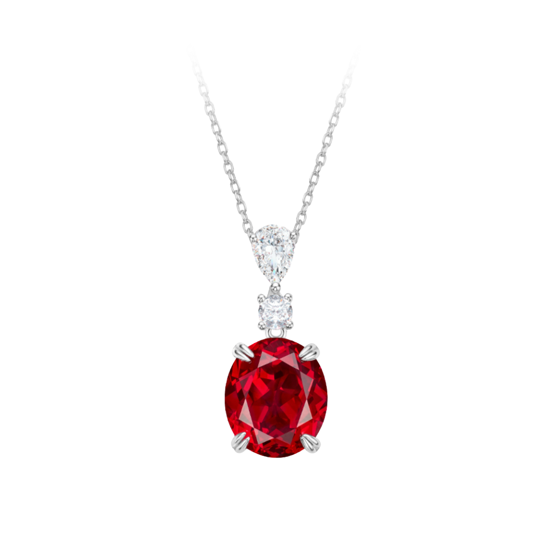 Eternity Oval Ruby Pendant Necklace