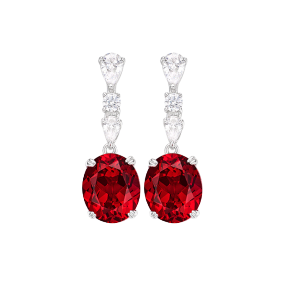 Eternity Oval Ruby Dangle Earrings