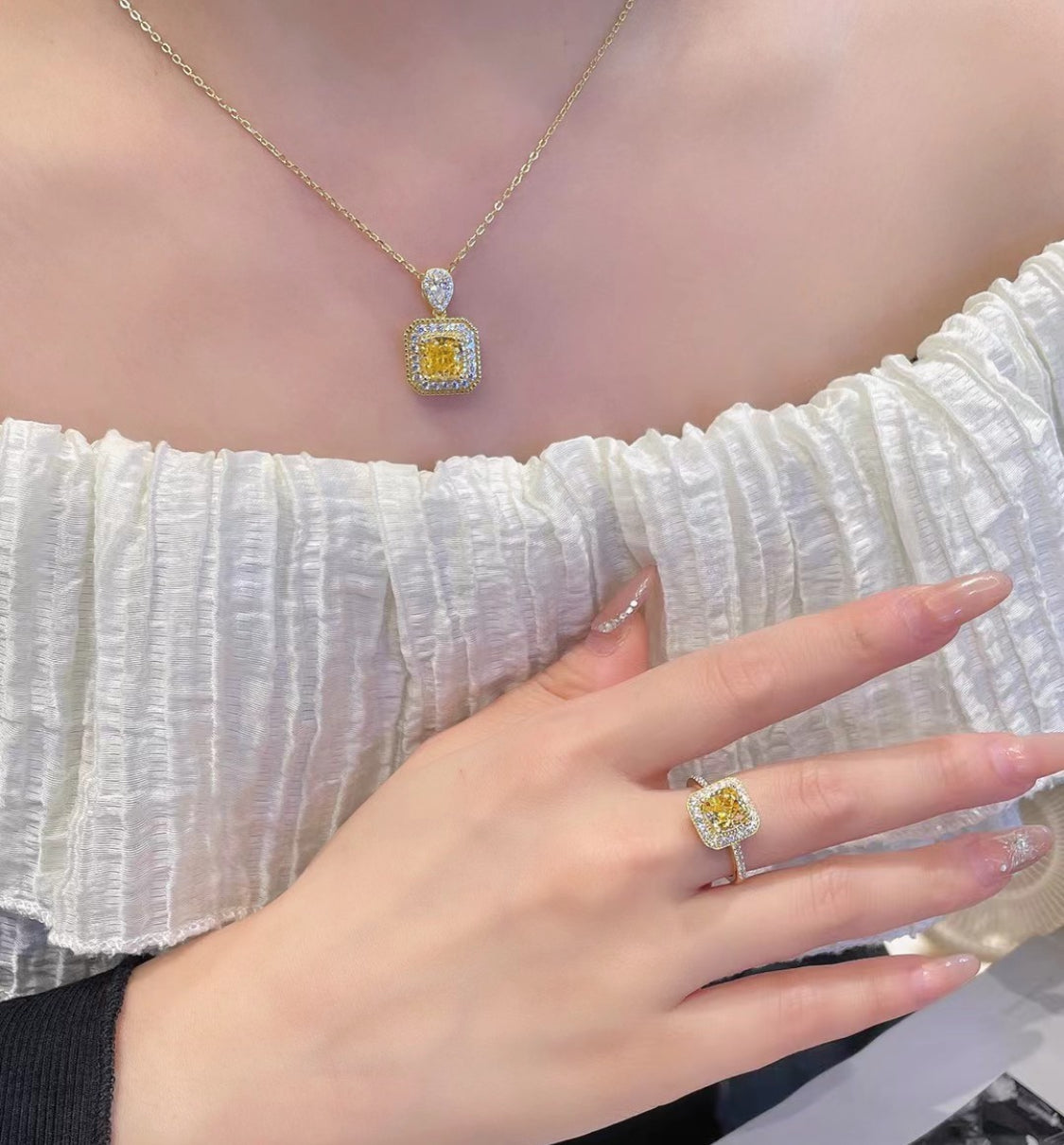 Radiant Cut Yellow Sapphire Pendant Necklace