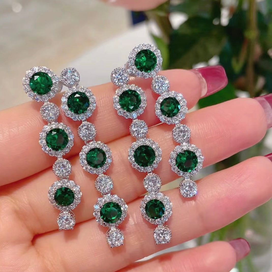 Emerald Twin Dangle Earrings