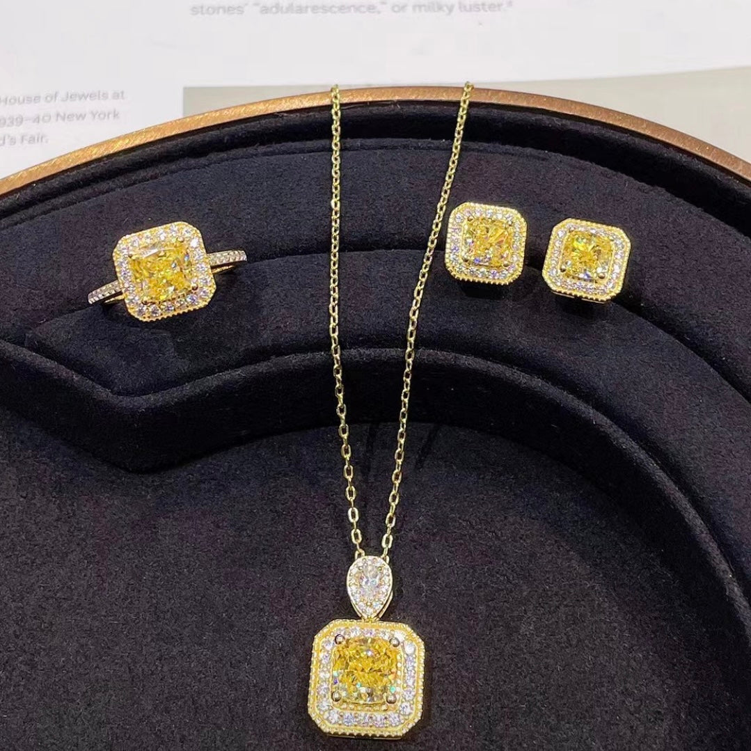 Radiant Cut Yellow Sapphire Pendant Necklace