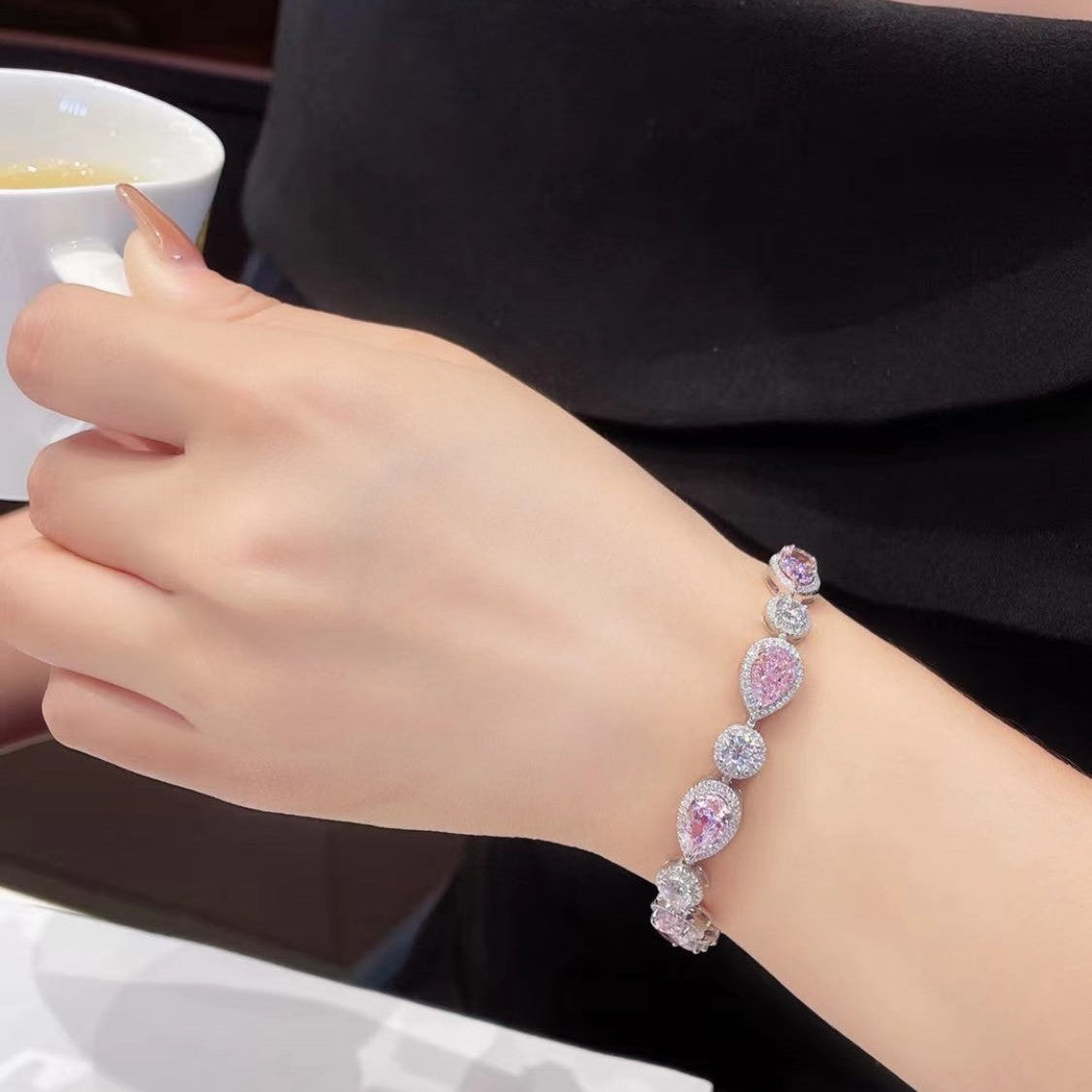 Pink Sapphire Pear Cut Bracelet
