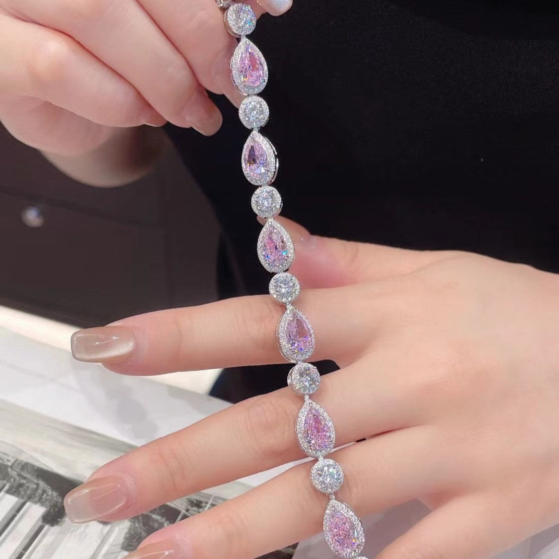 Pink Sapphire Pear Cut Bracelet
