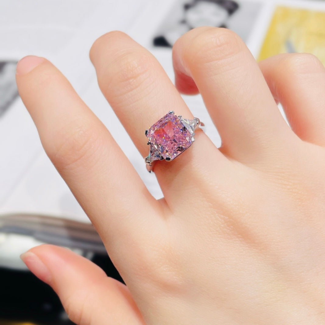 Princess Cut Pink Sapphire Cocktail Ring