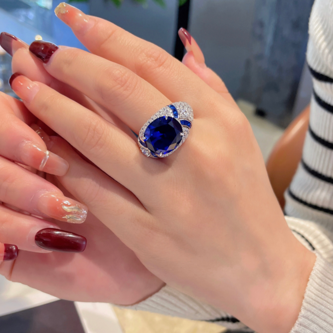 Art Deco Sapphire Cluster Ring