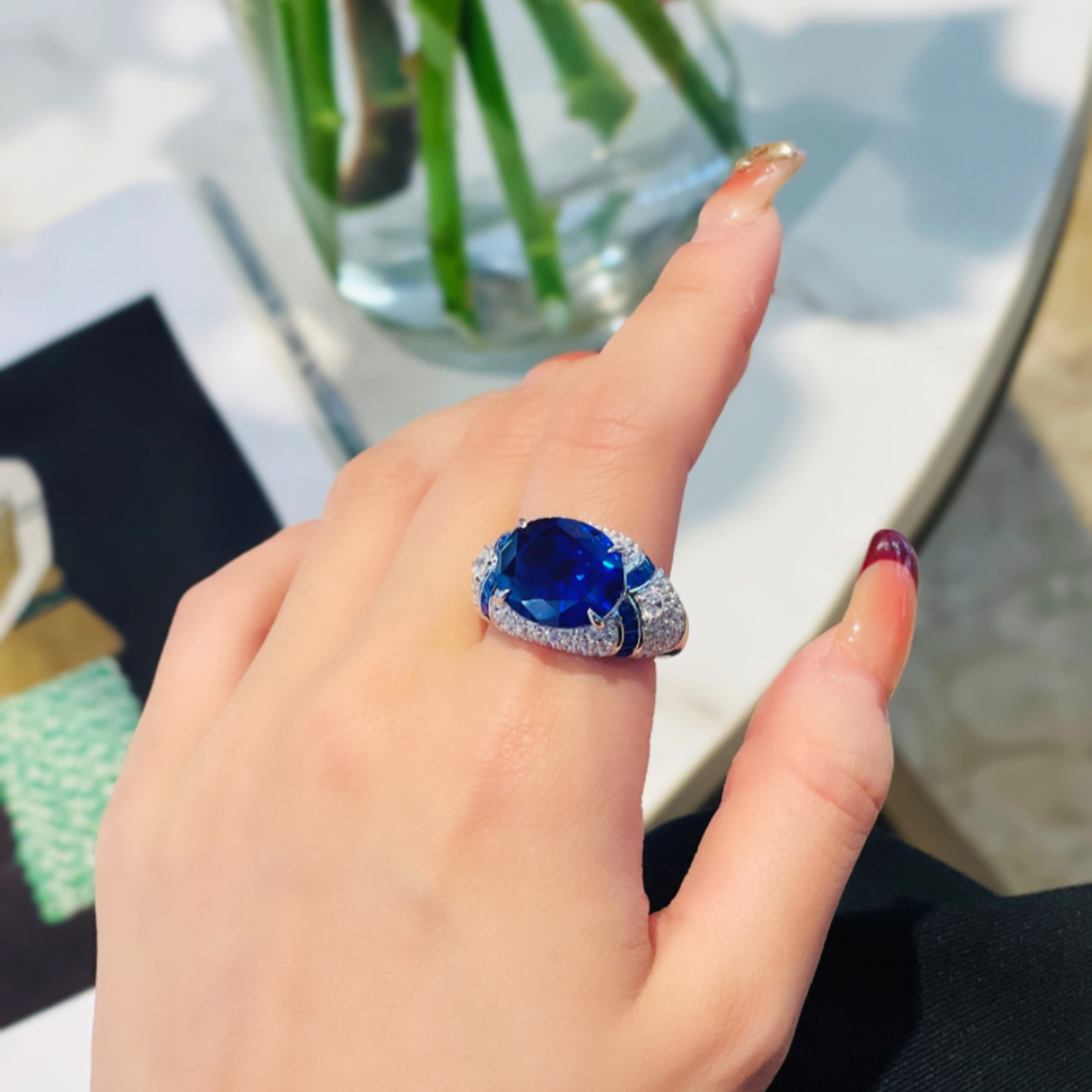 Art Deco Sapphire Cluster Ring