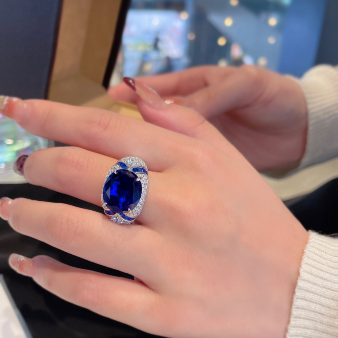 Art Deco Sapphire Cluster Ring