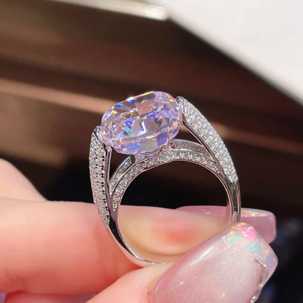 Radiant Pink Sapphire Ring and Earrings Set