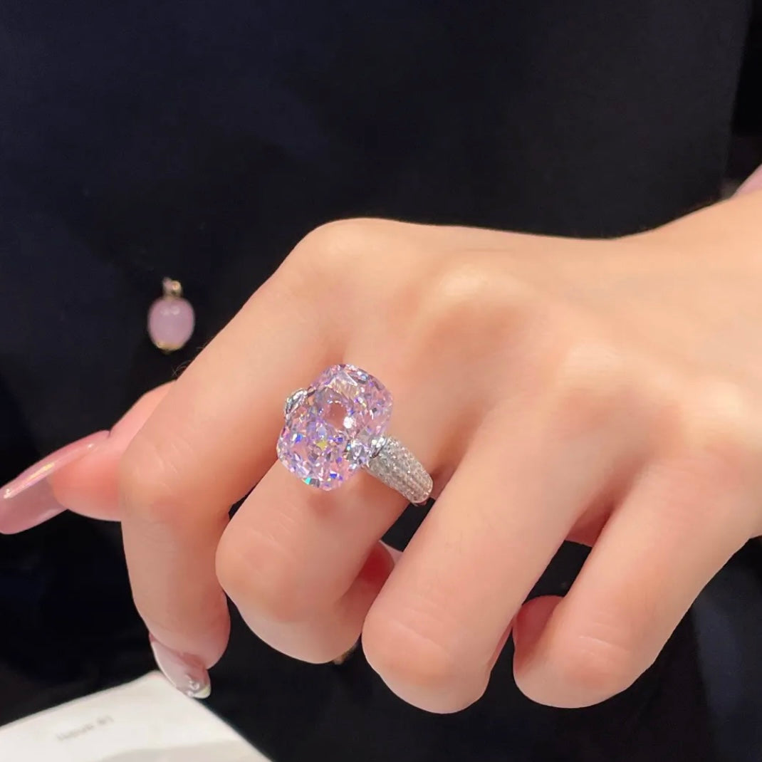Radiant Pink Sapphire Ring and Earrings Set