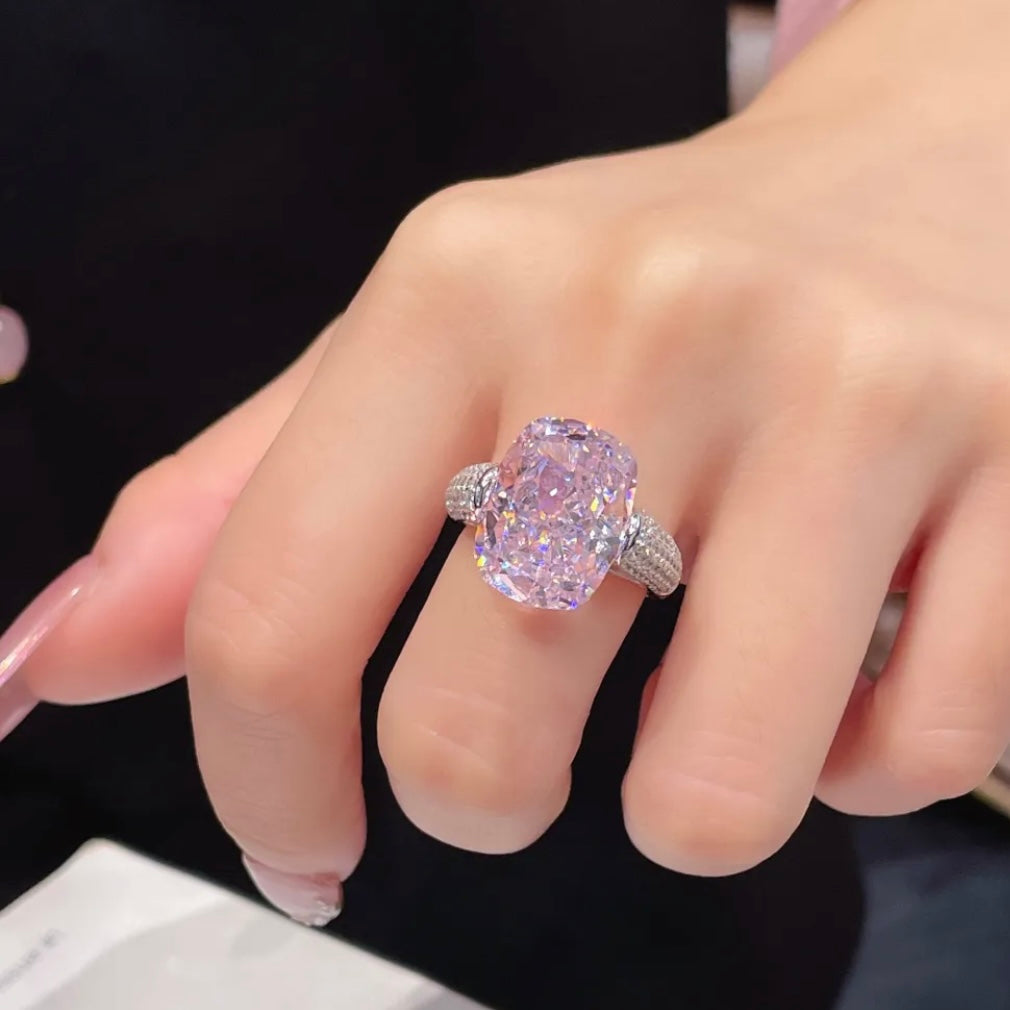 Radiant Pink Sapphire Ring and Earrings Set