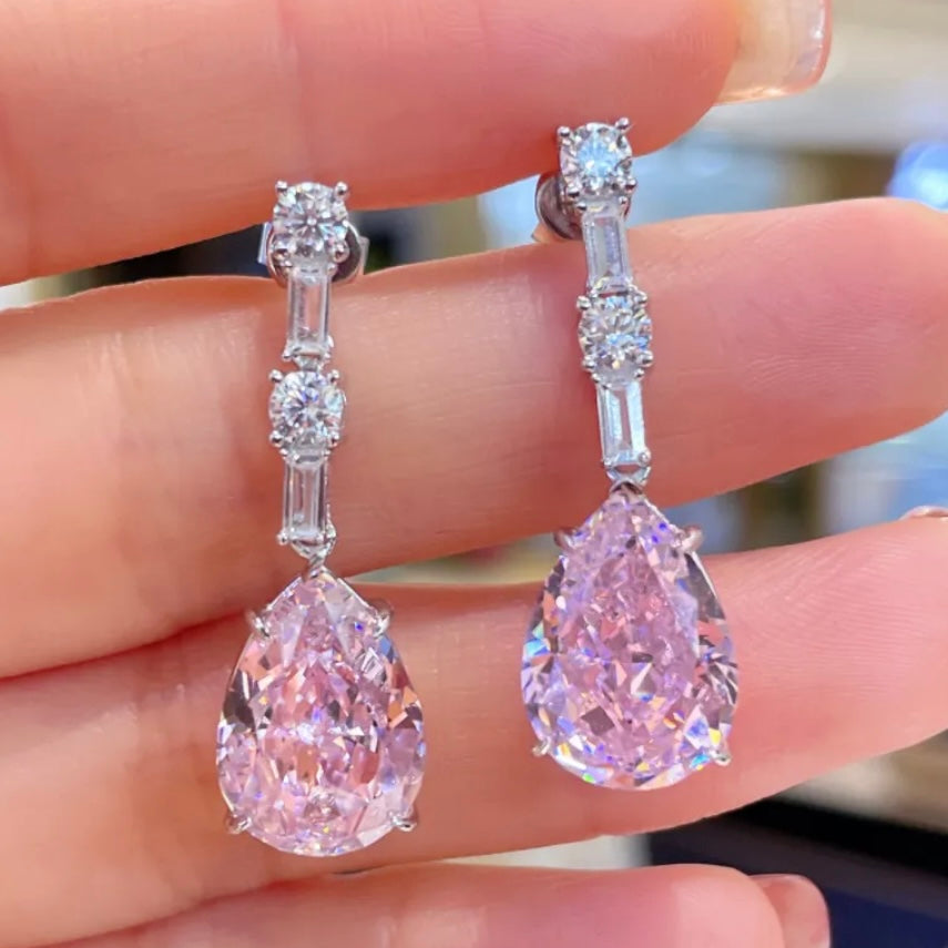 Pear Cut Pink Sapphire Necklace, Ring and Earrings Set
