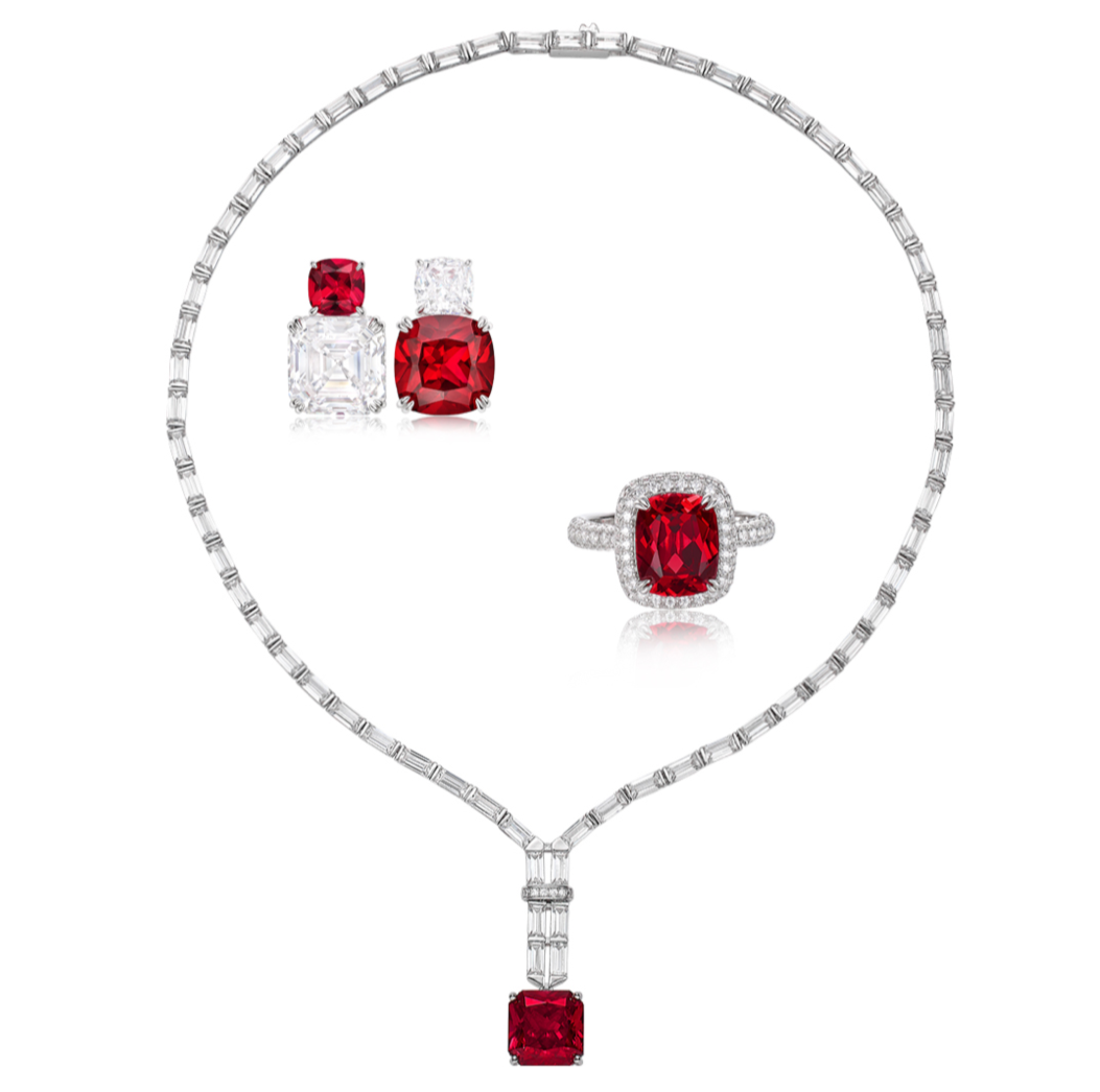 Imperial Ruby Jewelry Set (Ring, Necklace and Earrings)