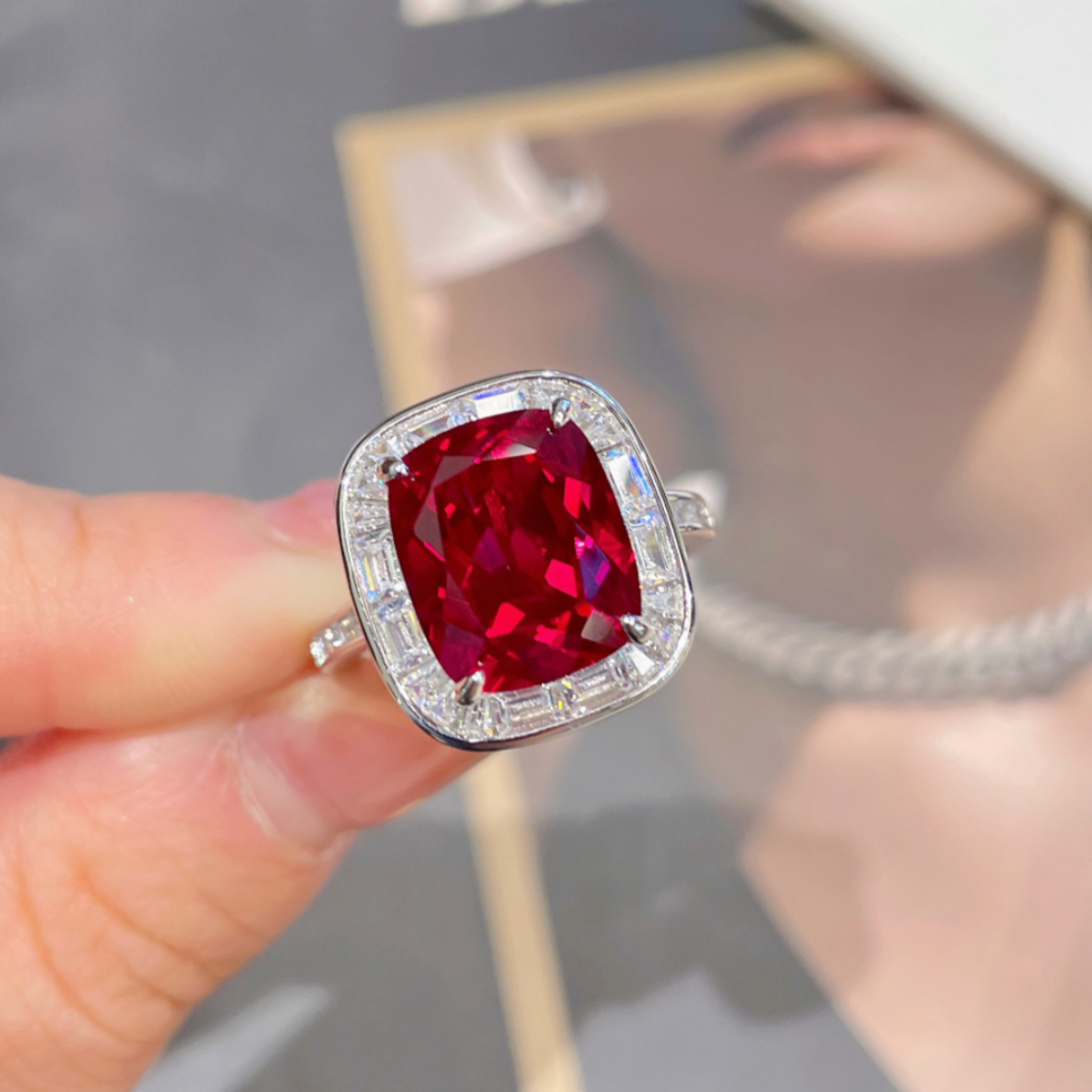 Imperial Ruby Jewelry Set (Ring, Necklace and Earrings)