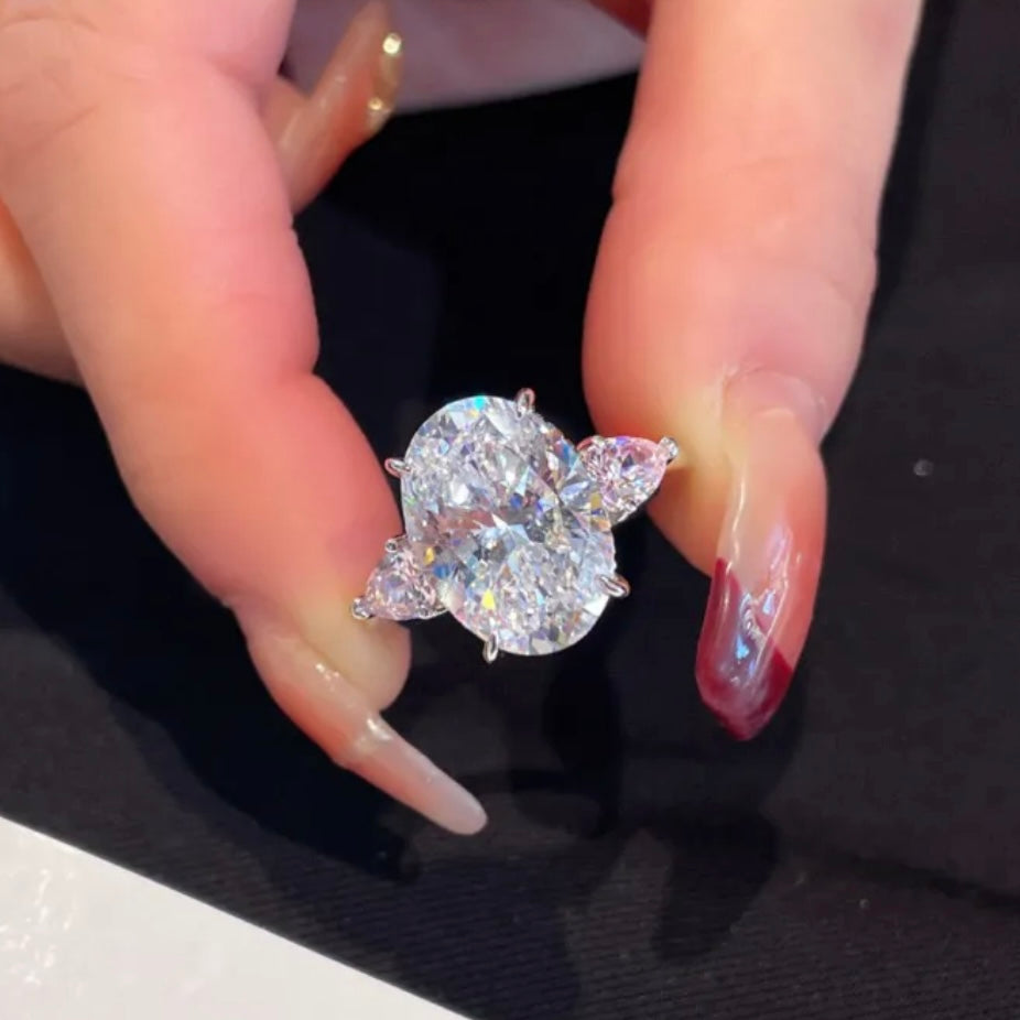 Large Oval Cut White Sapphire Solitaire Ring