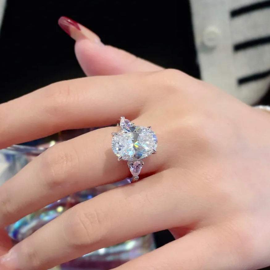 Large Oval Cut White Sapphire Solitaire Ring