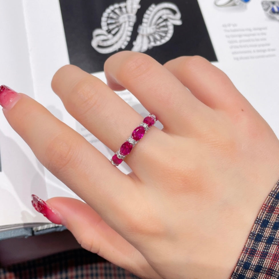 Emerald, Ruby or Aquamarine Eternity Band Ring