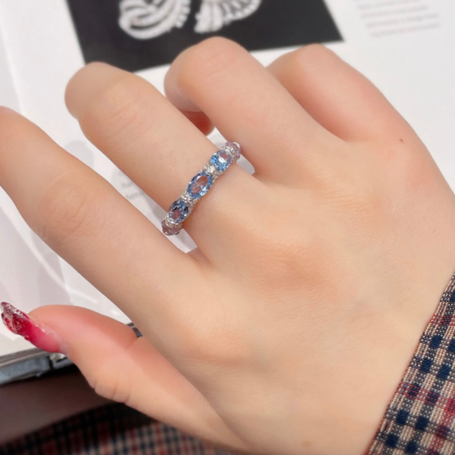 Emerald, Ruby or Aquamarine Eternity Band Ring
