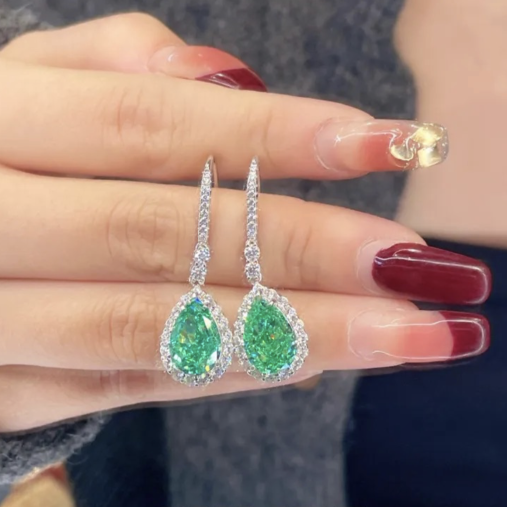 Mint Green Tourmaline Dangle Earrings