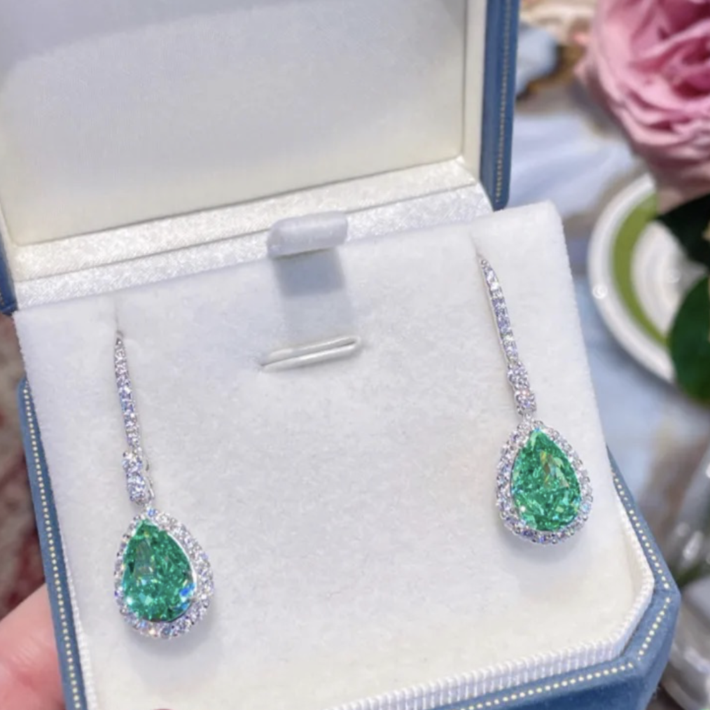 Mint Green Tourmaline Dangle Earrings