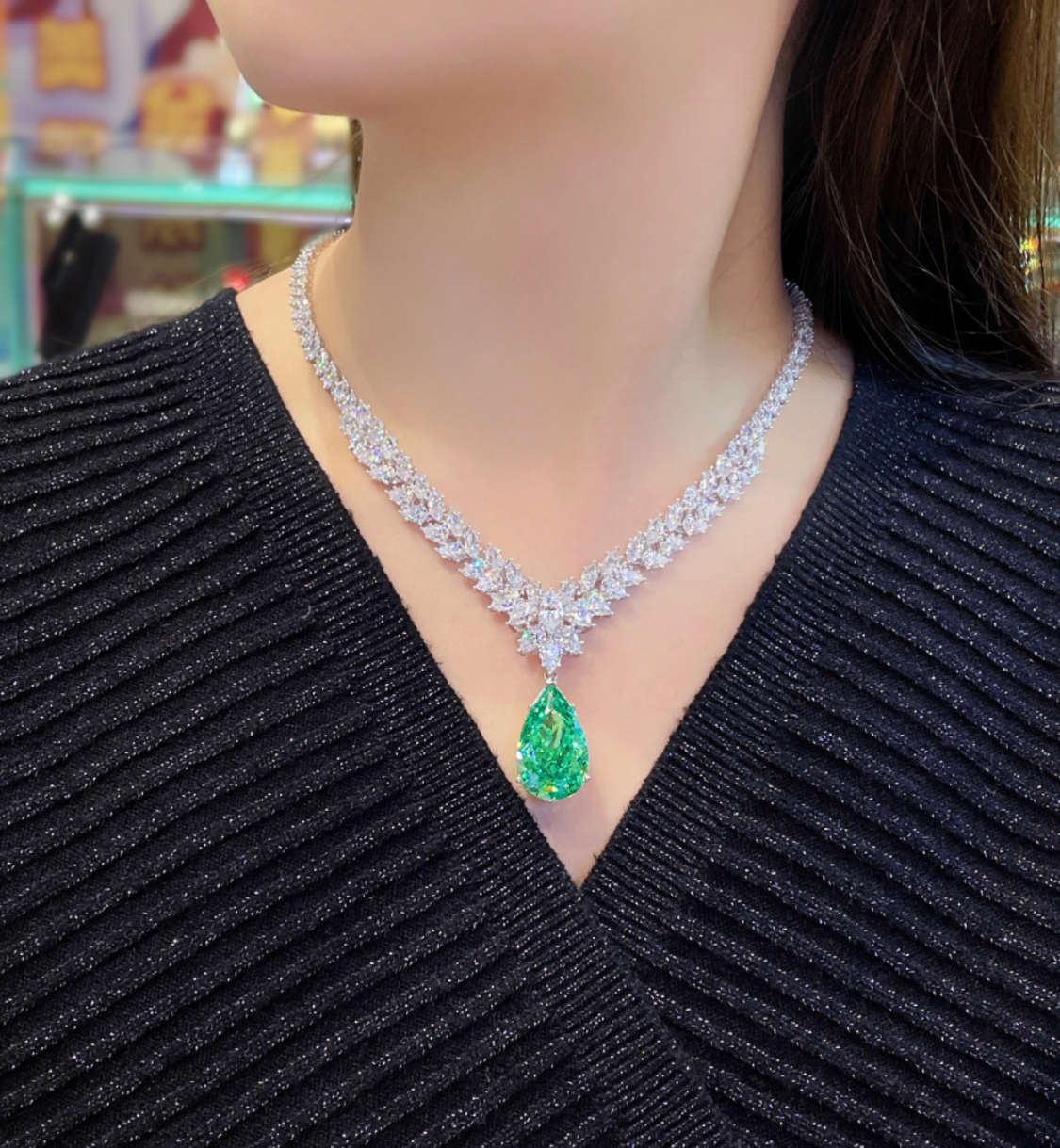 Mint Green Tourmaline Pendant Necklace