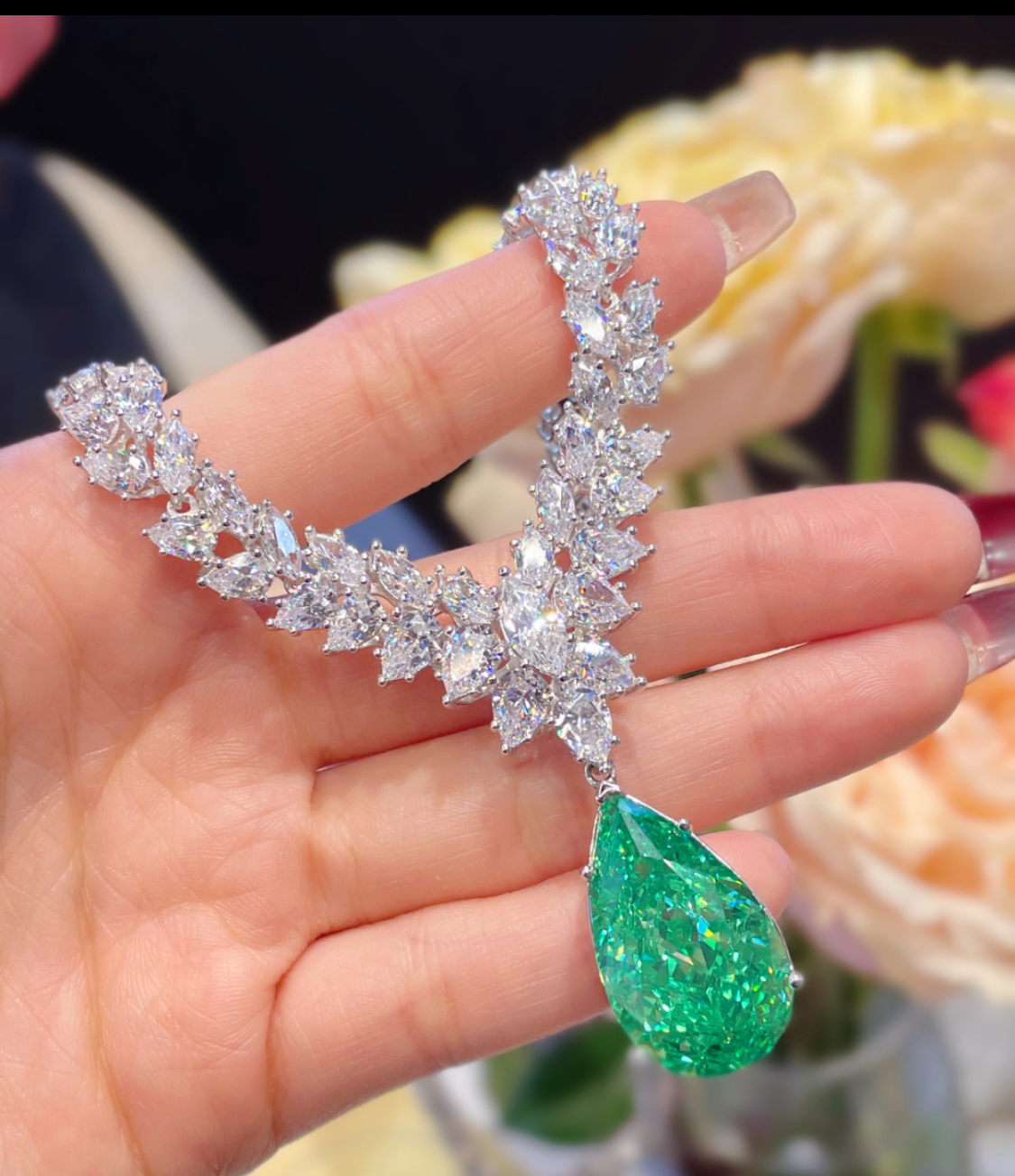 Mint Green Tourmaline Pendant Necklace