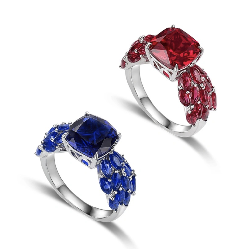 Solitaire Cushion Sapphire or Ruby Ring