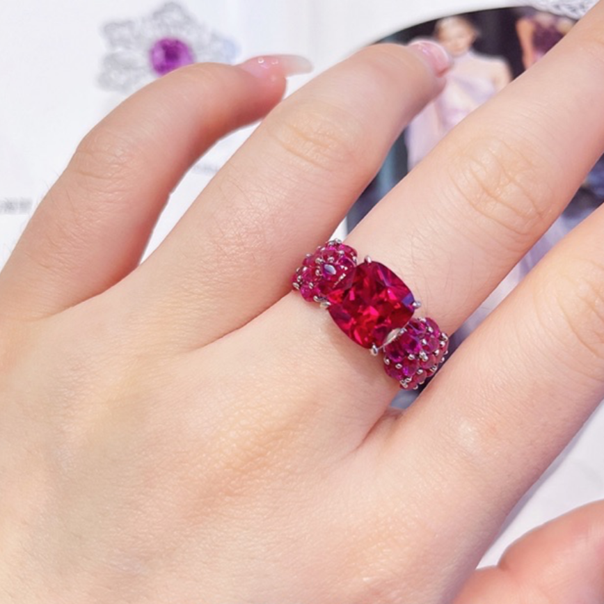 Solitaire Cushion Sapphire or Ruby Ring