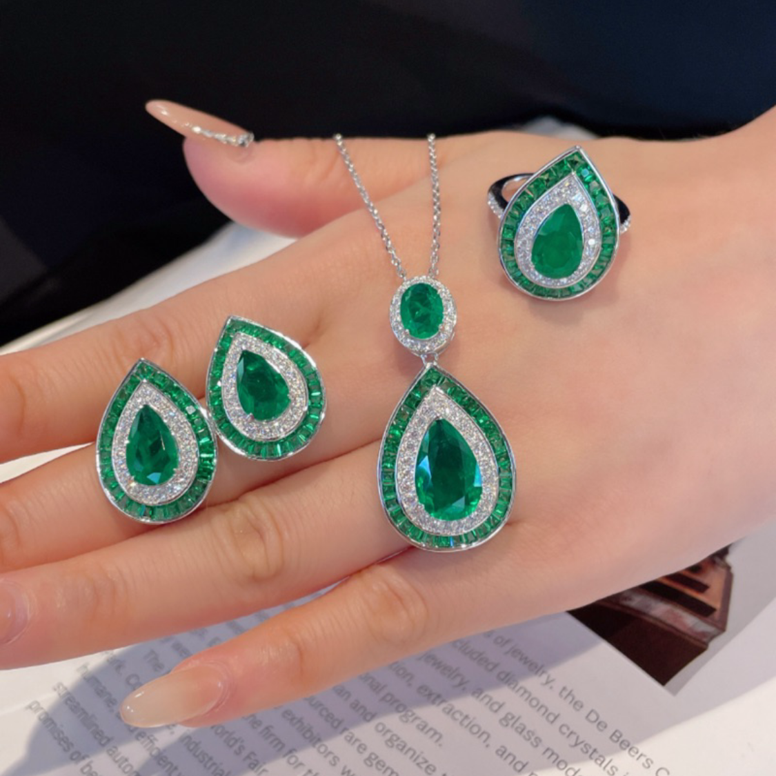 Emerald Teardrop Pendant Necklace