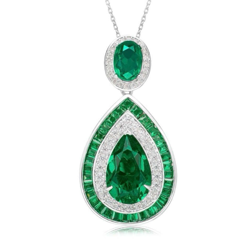 Emerald Teardrop Pendant Necklace