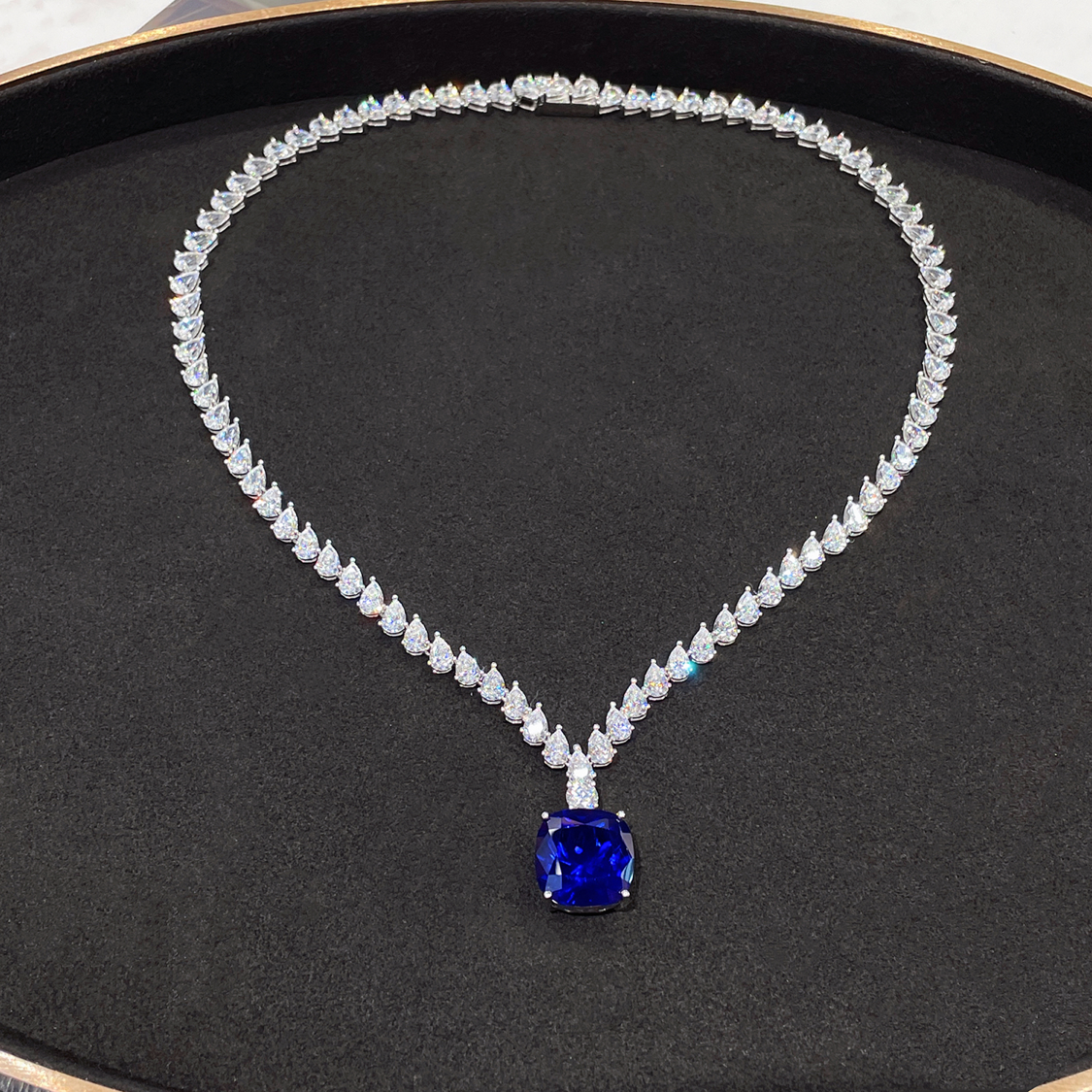 Royal Blue Sapphire Pendant Necklace