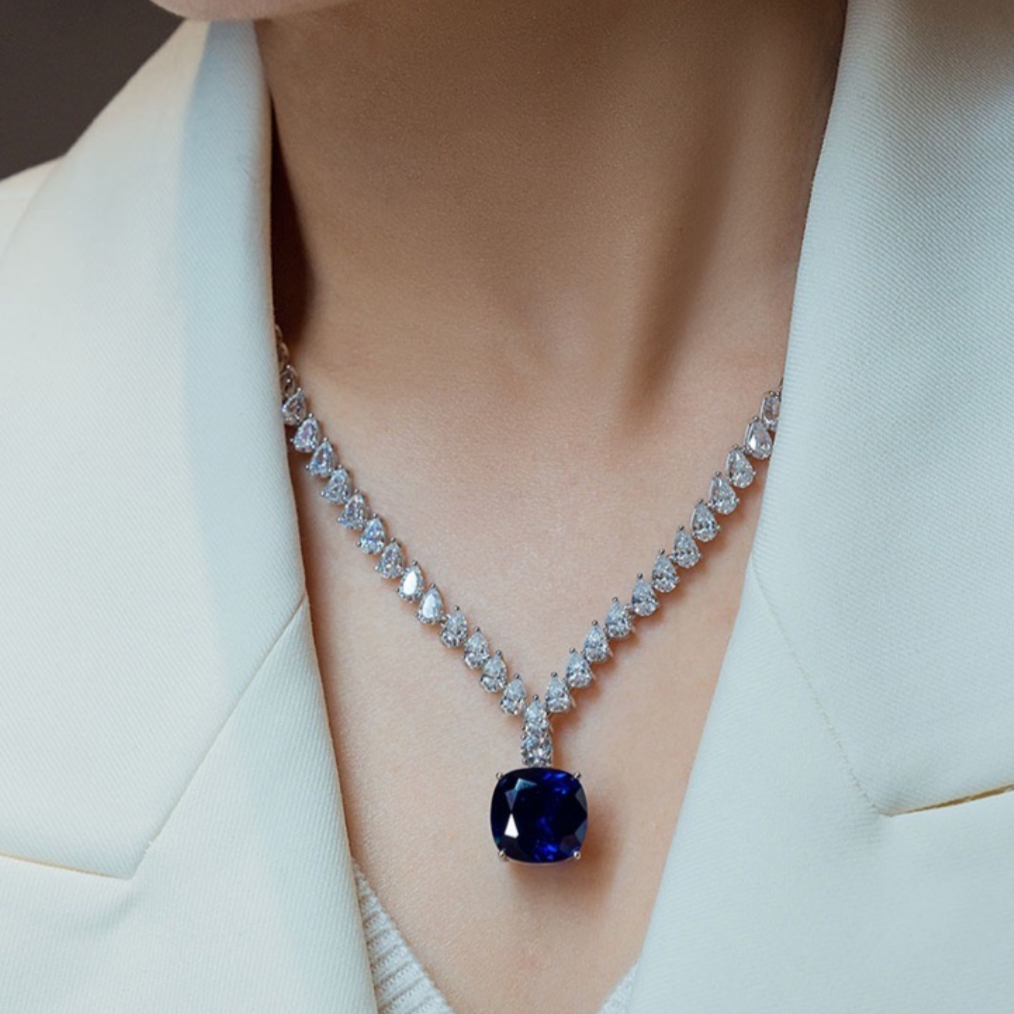 Royal Blue Sapphire Pendant Necklace