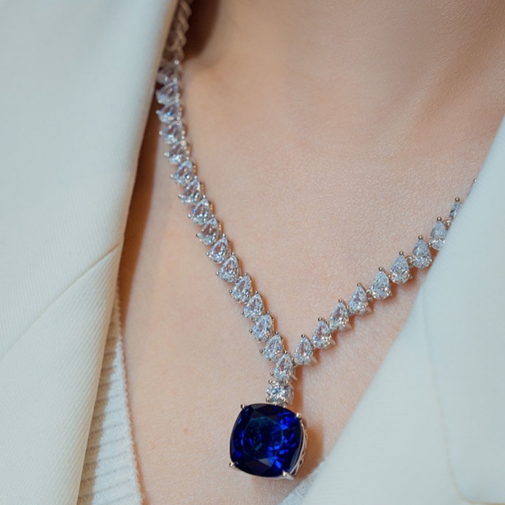Royal Blue Sapphire Pendant Necklace