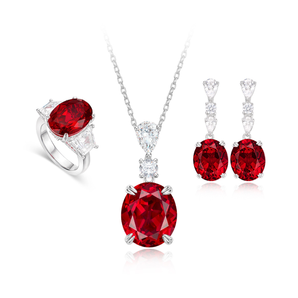 Eternity Oval Ruby Pendant Necklace
