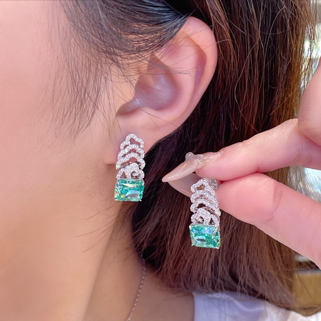 Neon Green Paraiba Stud Earrings