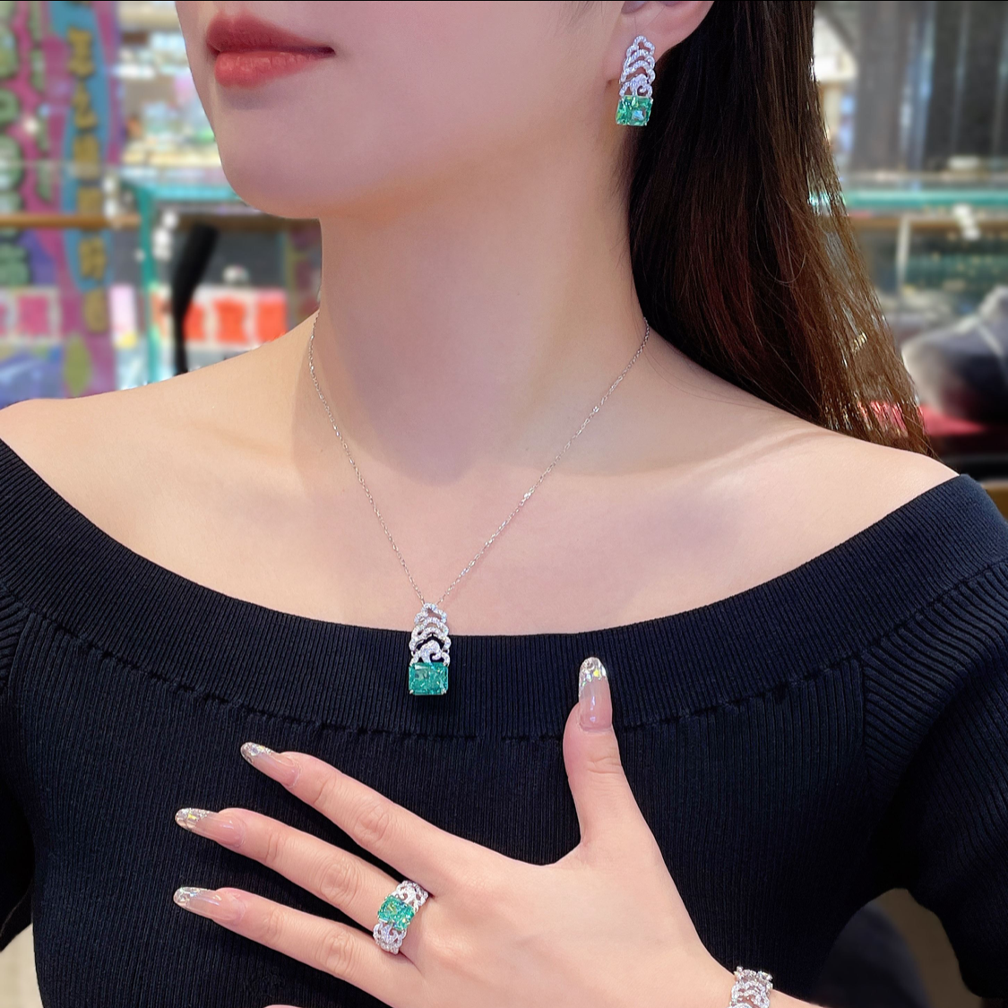 Neon Green Paraiba Stud Earrings