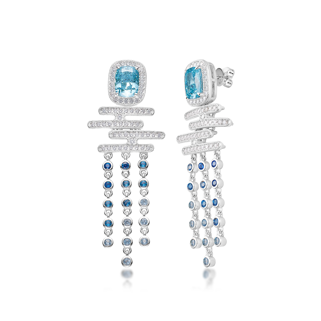 Aquamarine Long Stud Earrings