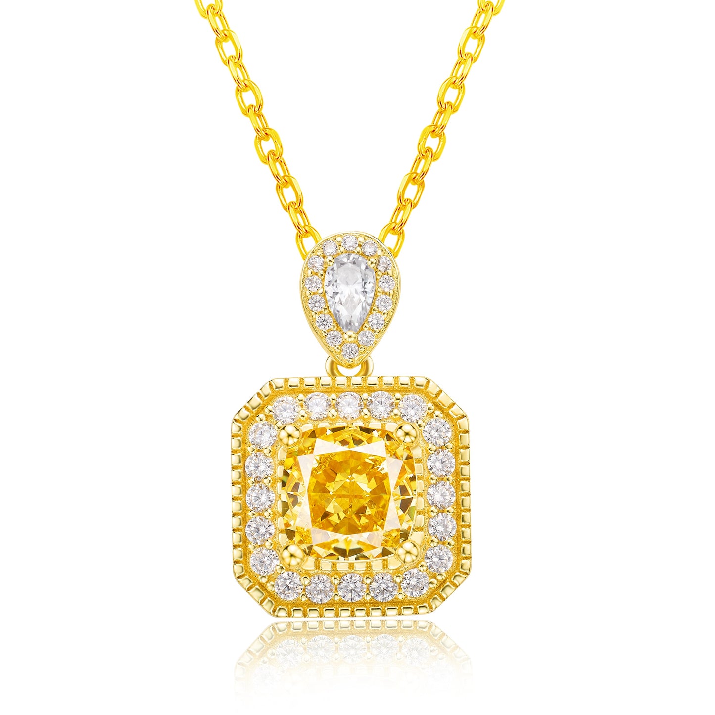 Radiant Cut Yellow Sapphire Pendant Necklace
