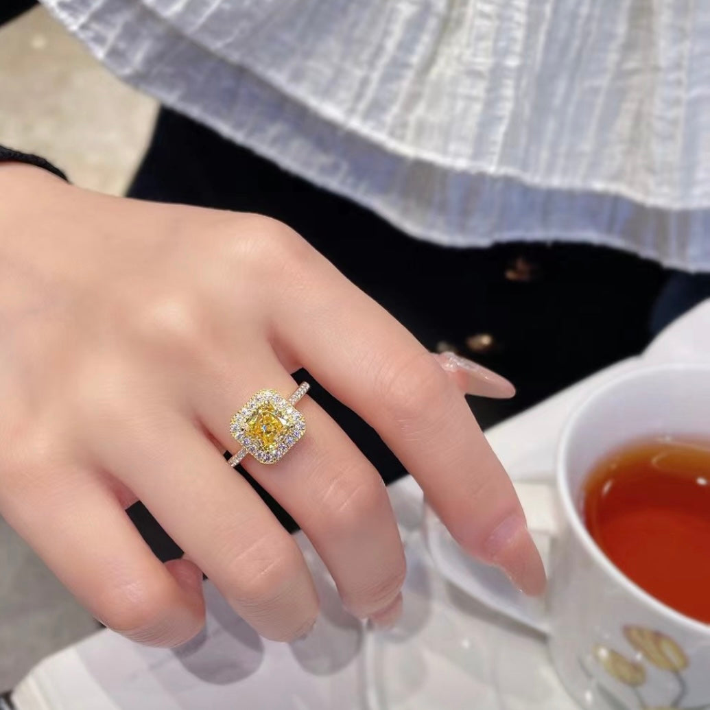 Radiant Cut Yellow Diamond Cocktail Ring