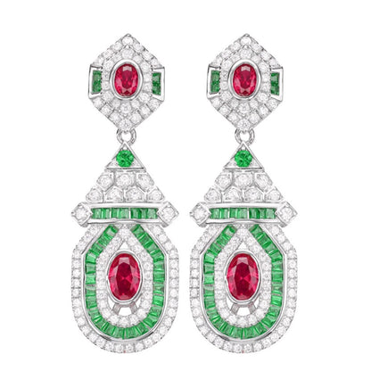 Ruby Art Deco Dangle Earrings