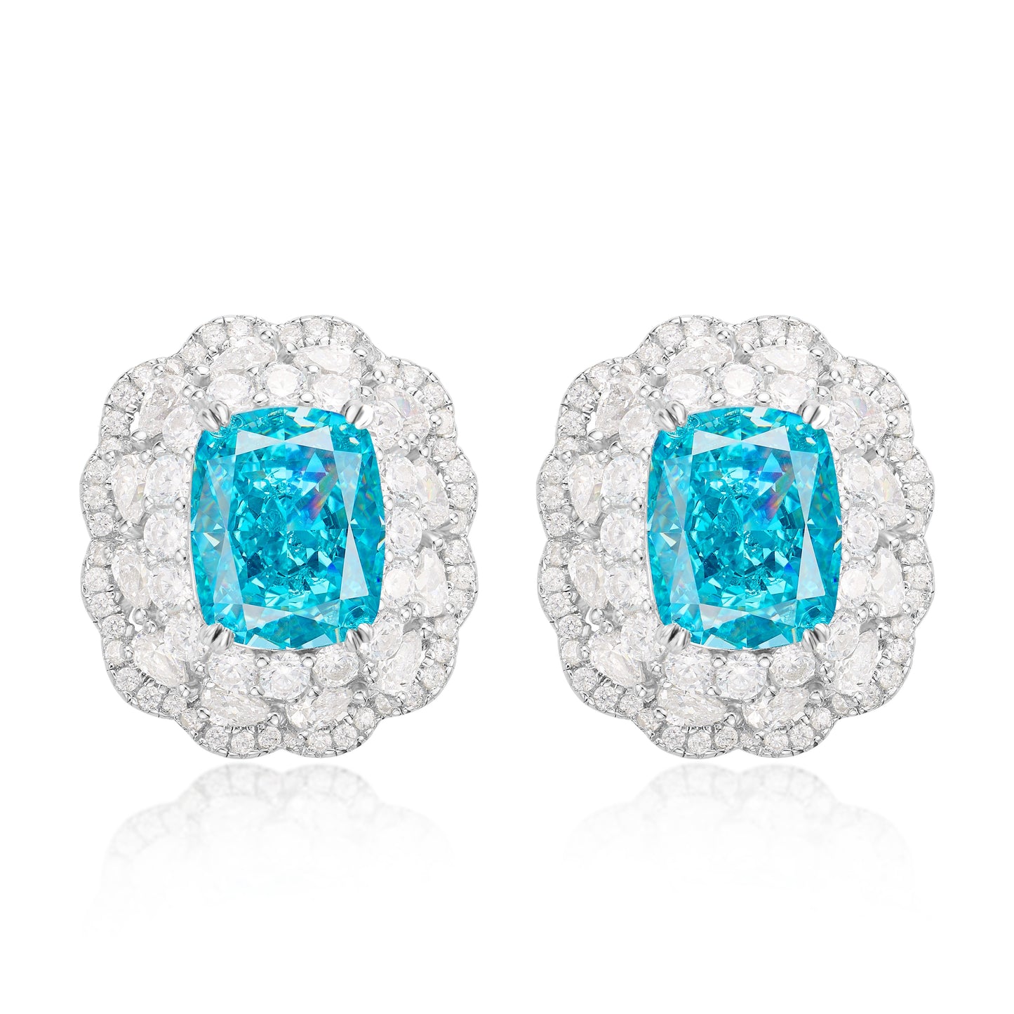 Aquamarine Diamond Stud Earrings