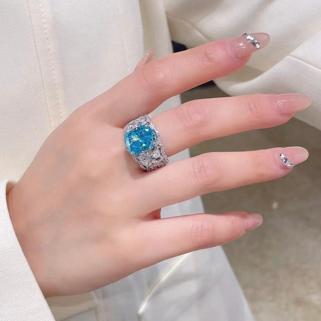 Aquamarine Diamond Cocktail Ring