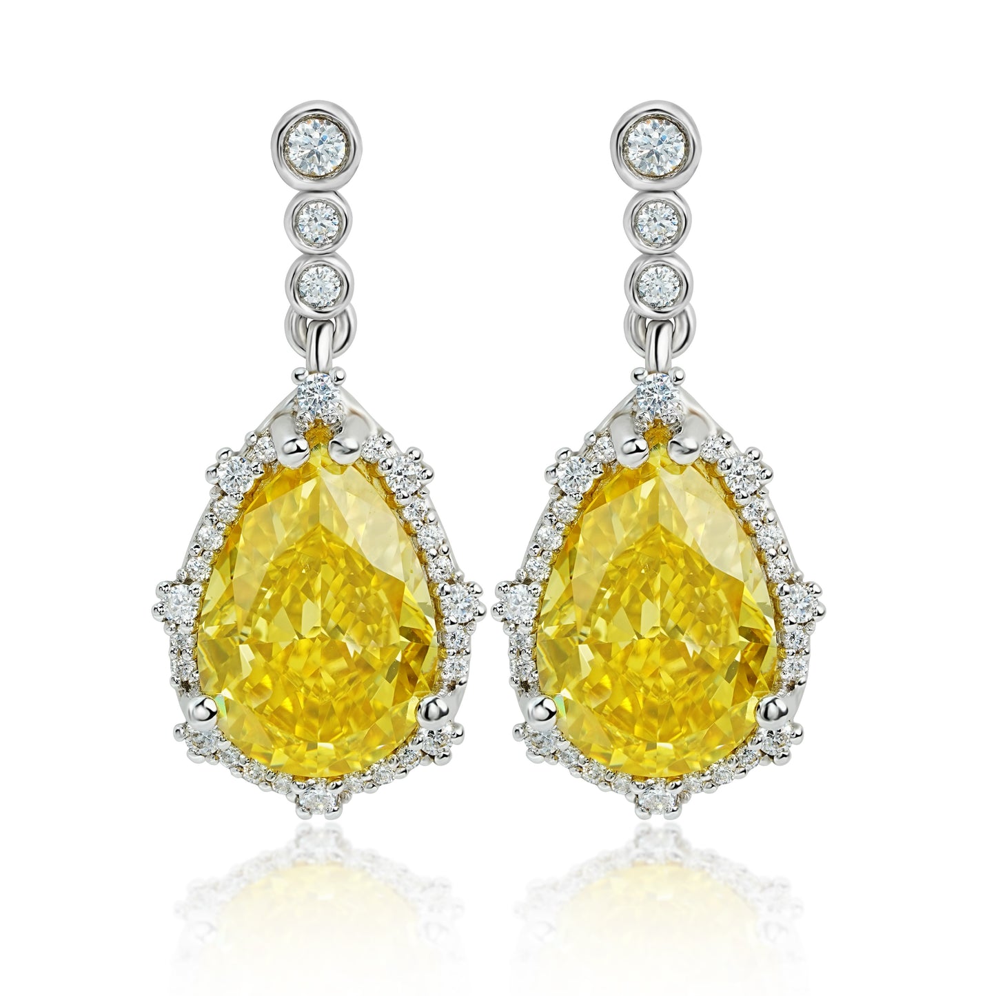 Pear Cut Yellow Diamond Dangle Earrings