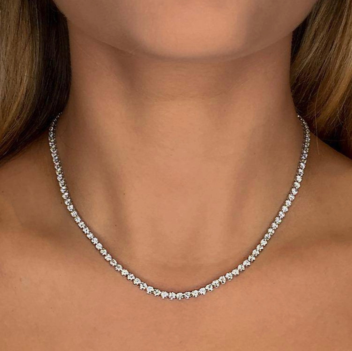 Diamond Line bezel-set necklace