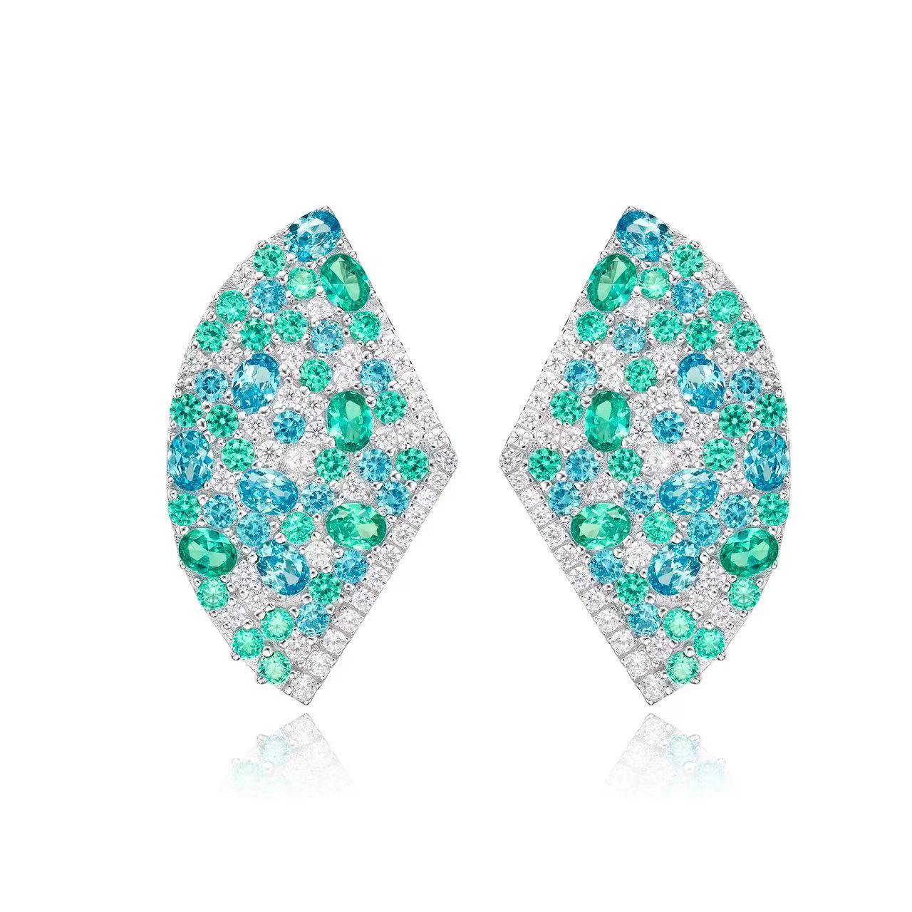 Paraiba Fan Cluster Earrings