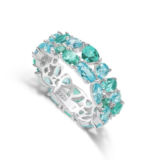 Paraiba and Aquamarine Eternity Ring