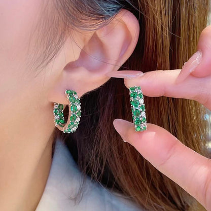 Emerald Hoop Earrings