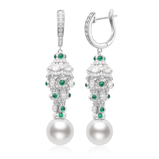 White Pearl Chandelier Earrings