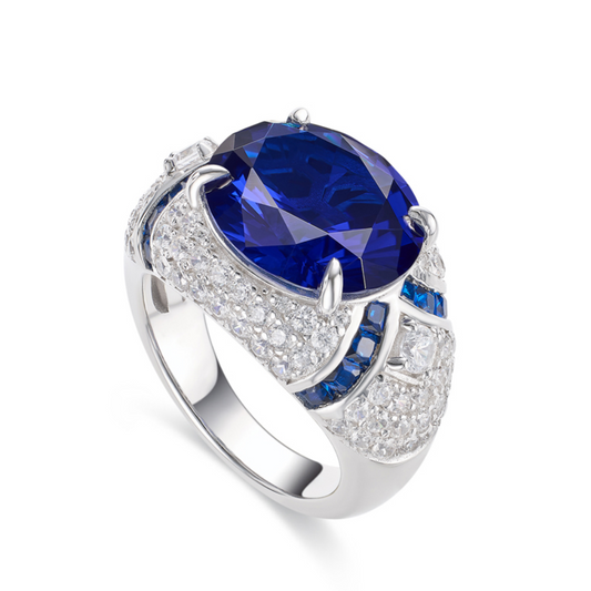 Art Deco Sapphire and Diamond Cluster Ring