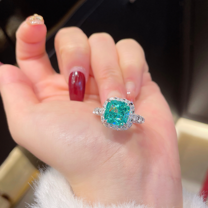 Cushion Cut Neon Blue Paraiba Cocktail Ring