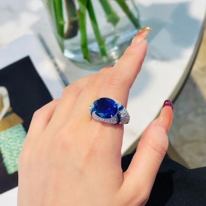 Art Deco Sapphire and Diamond Cluster Ring